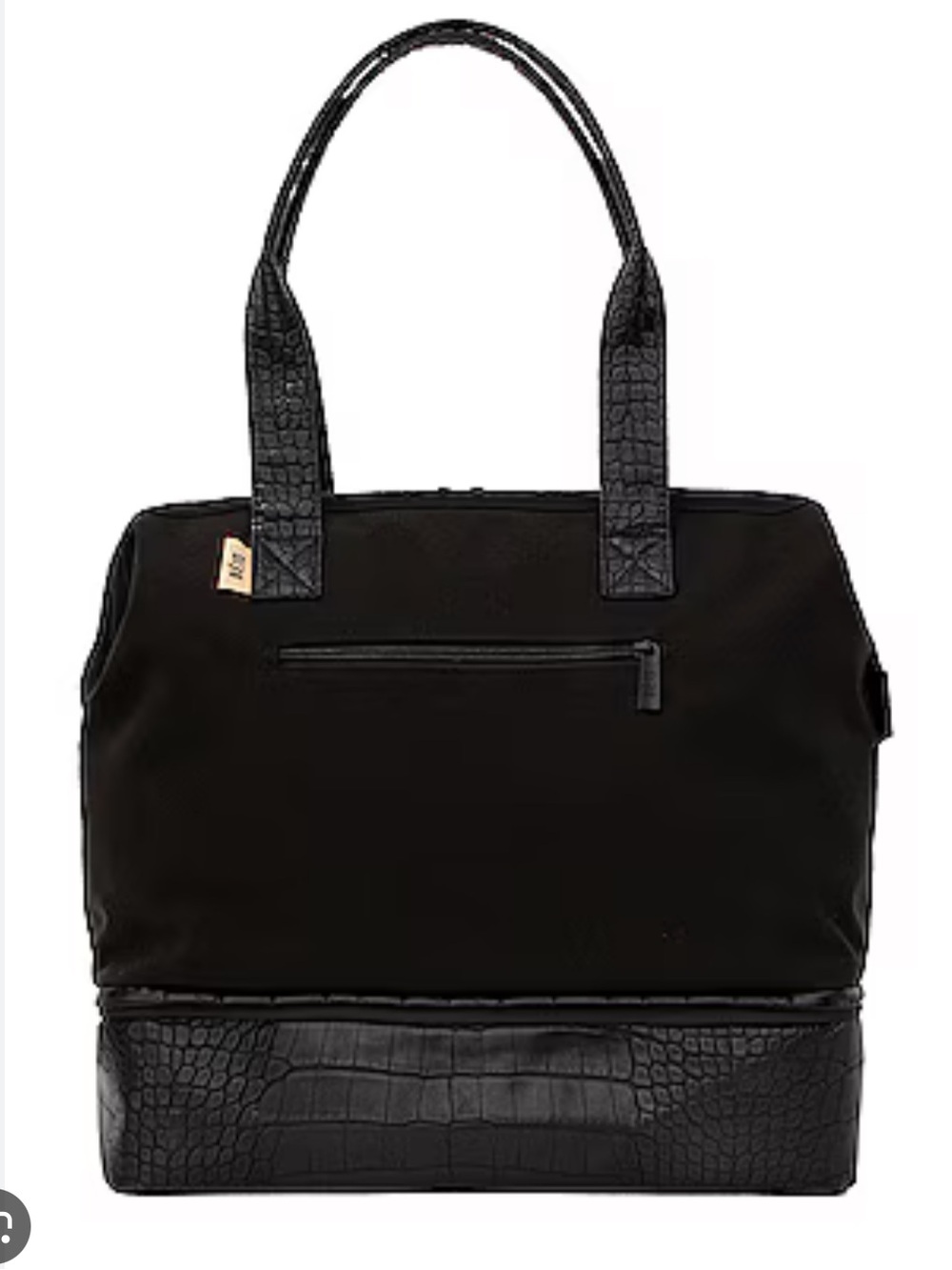 BEIS Convertible Mini Weekender Bag Tote Black with Croc-Trim